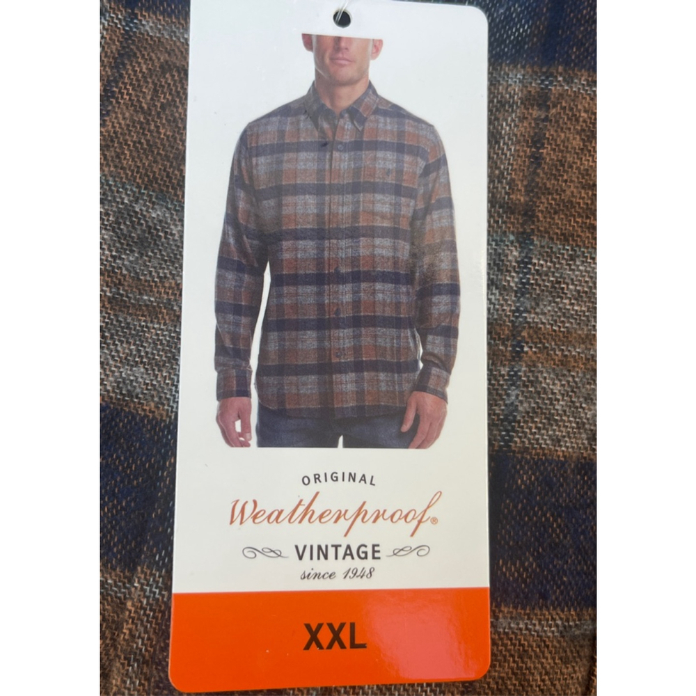 Men's Weatherproof Plaid Casual Button Down Shirt XXL Brown Blue
NWT